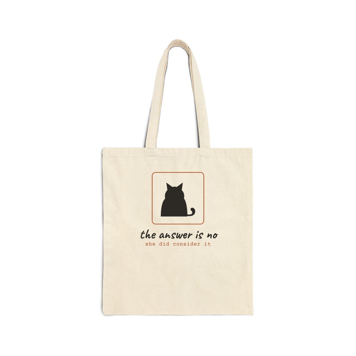 She Considered It, printed on a tote bag in Natural