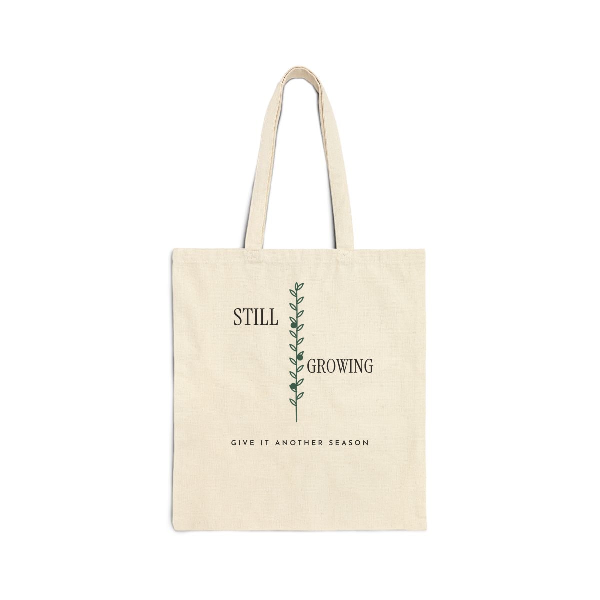 Still Growing Olive Branch, printed on a tote bag in Natural