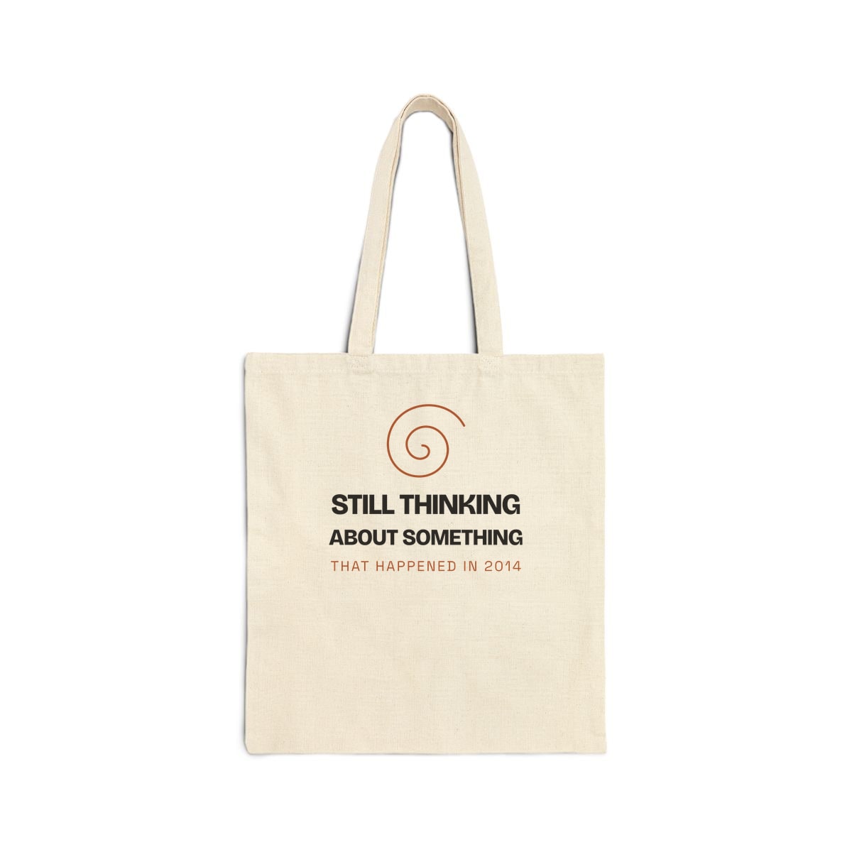 Still Thinking About 2014, printed on a tote bag in Natural