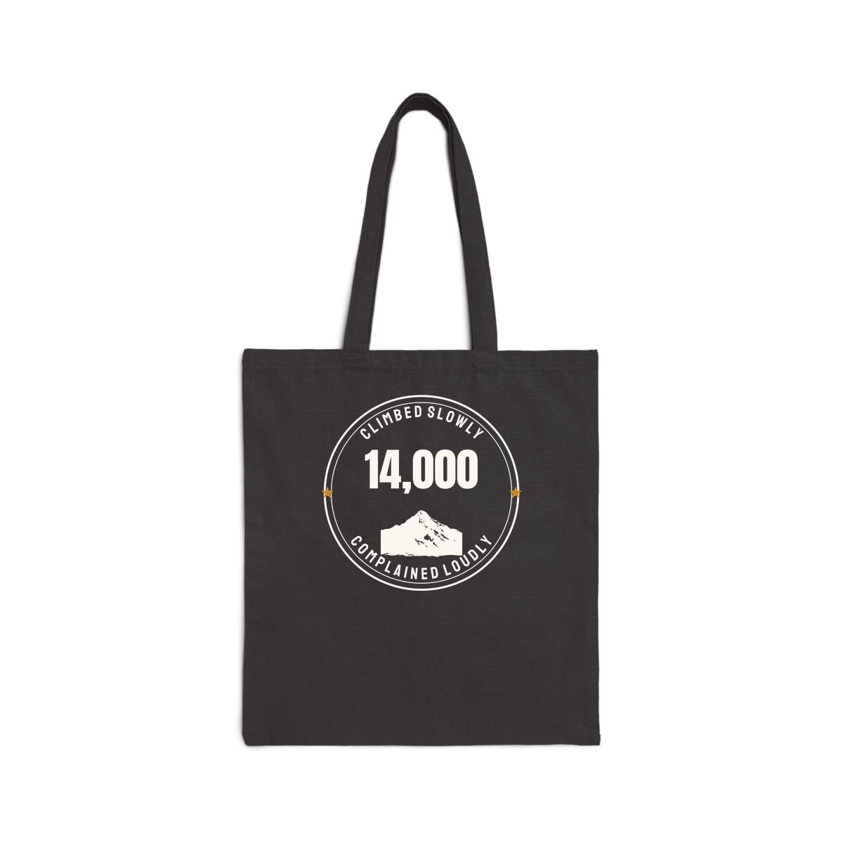 The Fourteener Club, printed on a tote bag in Black