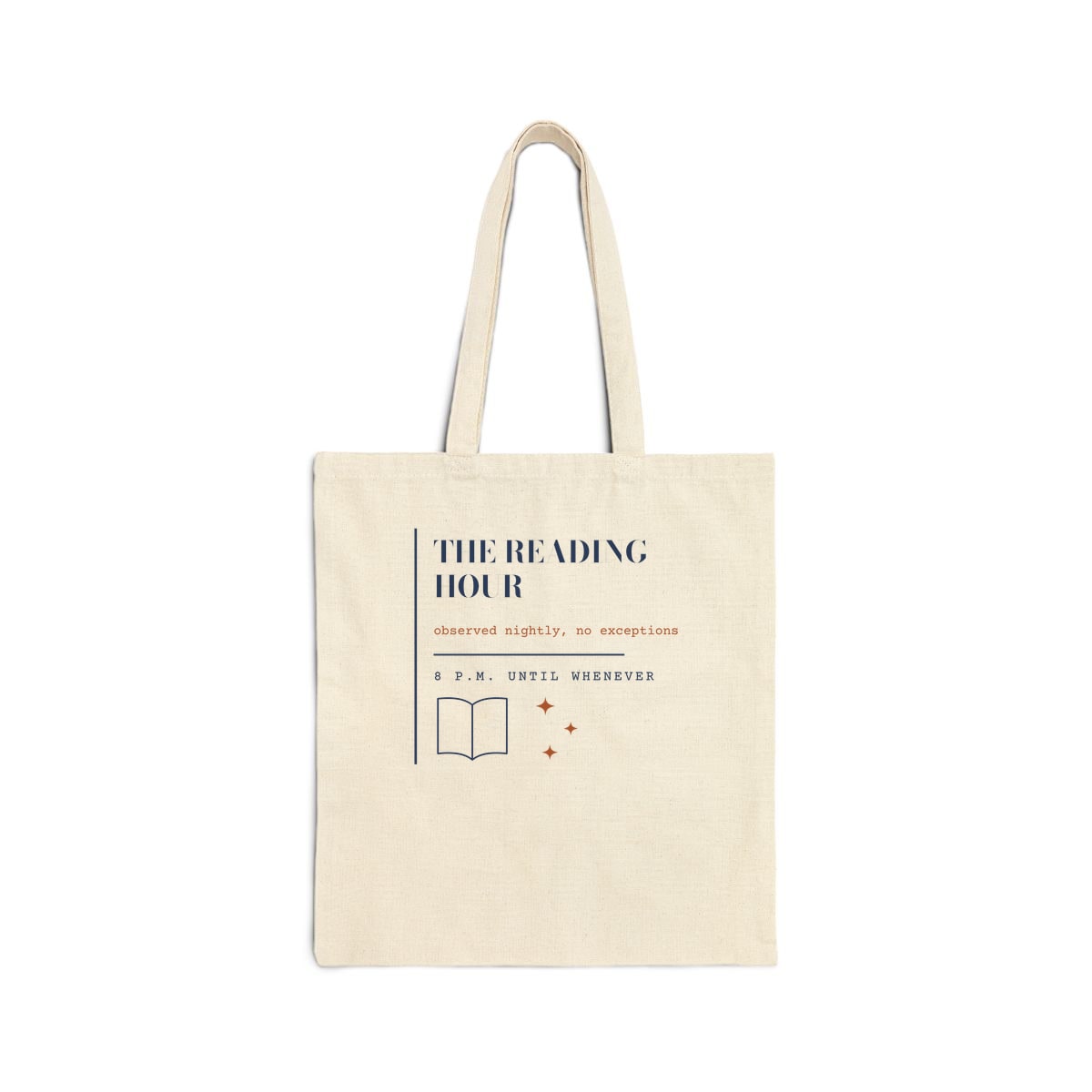 The Reading Hour, printed on a tote bag in Natural