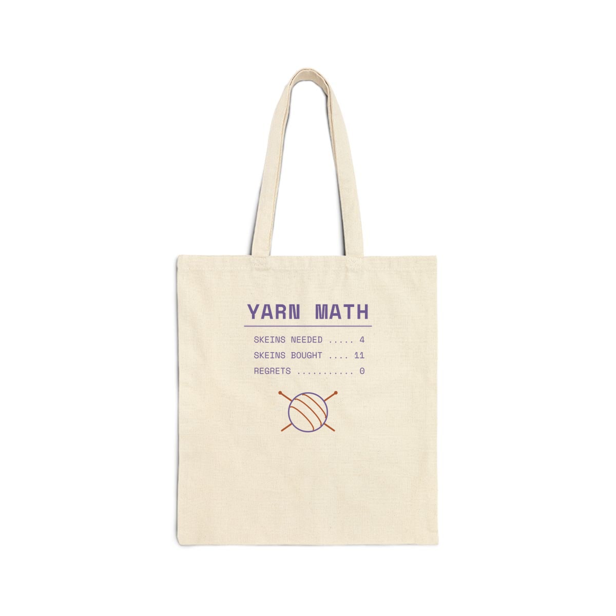 Yarn Math, printed on a tote bag in Natural