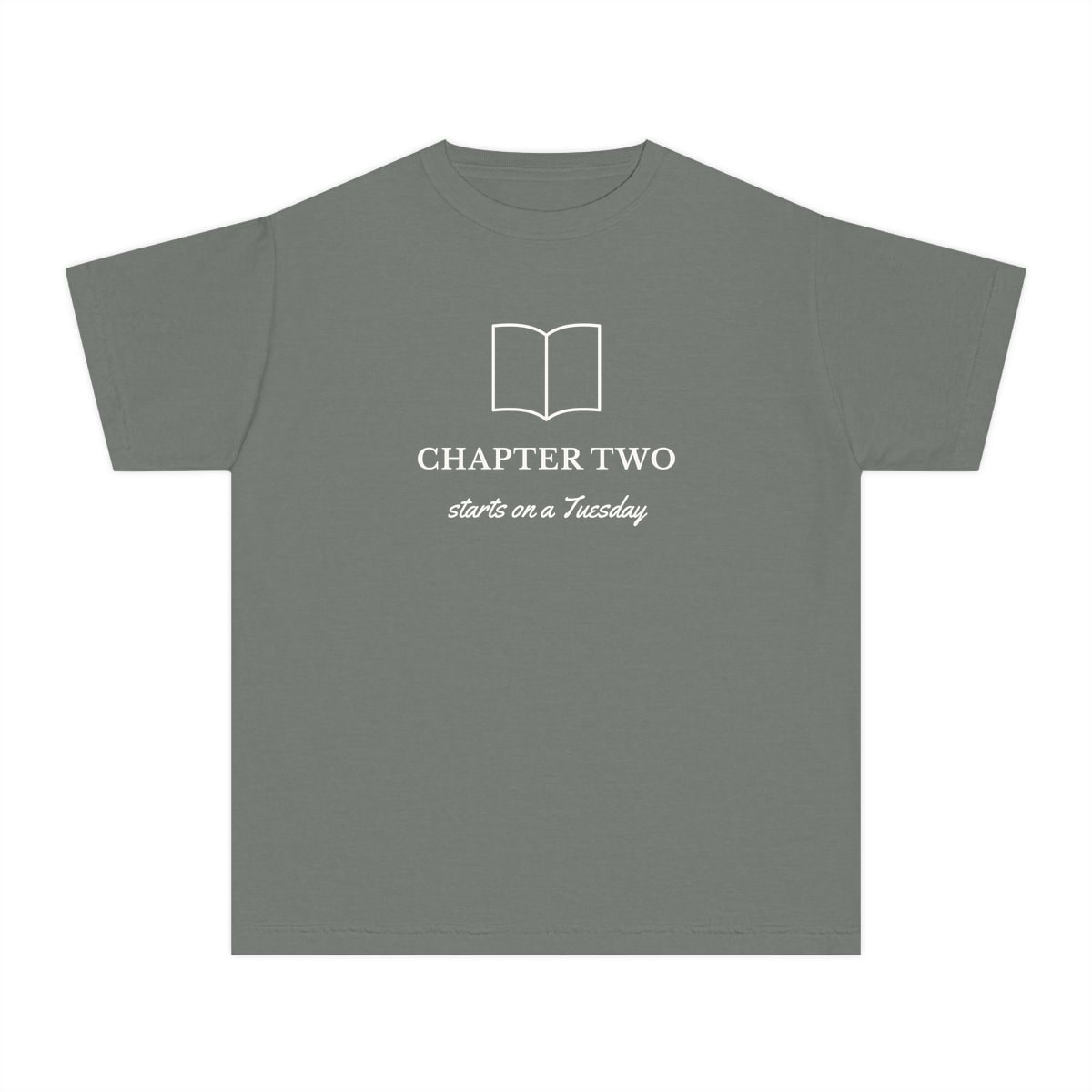 Chapter Two, printed on a youth tee in Grey