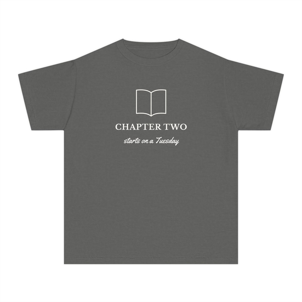 Chapter Two, printed on a youth tee in Pepper