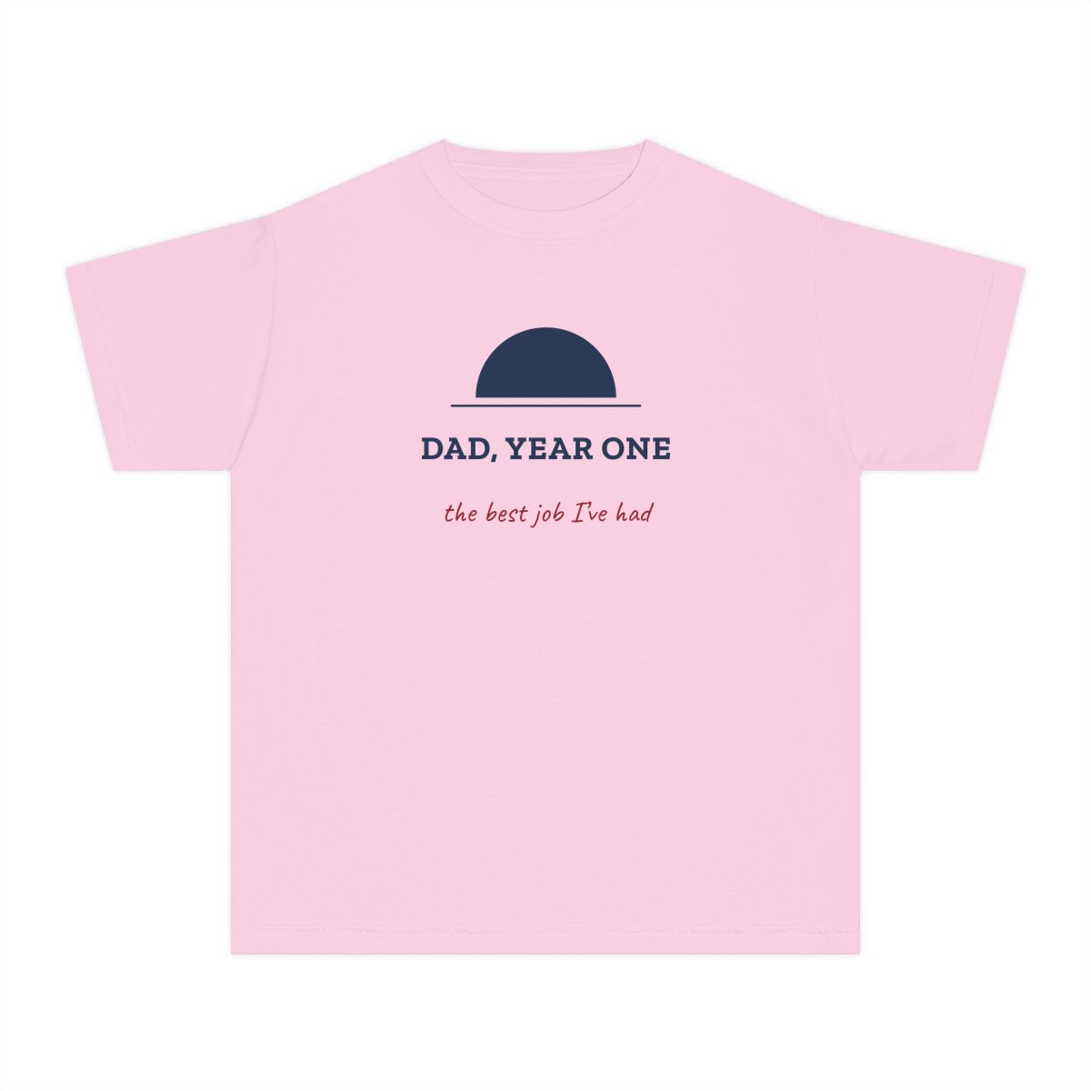 Dad, Year One, printed on a youth tee in Blossom