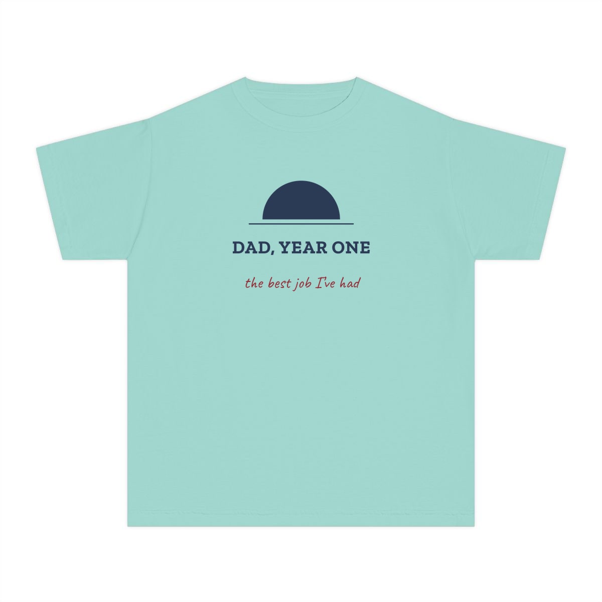 Dad, Year One, printed on a youth tee in Chalky Mint