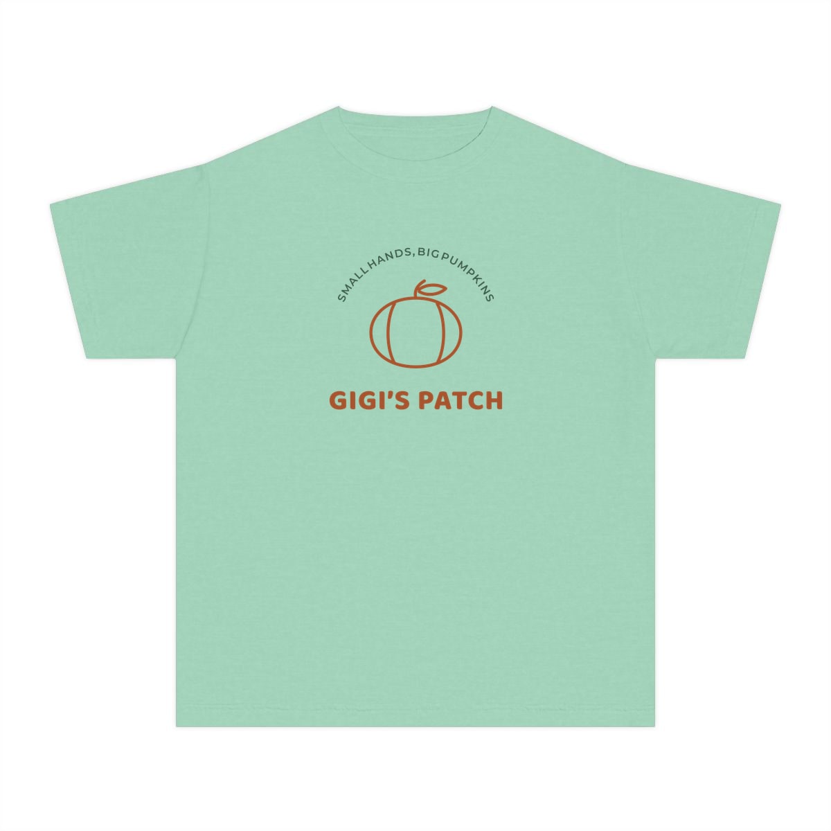 Gigi’s Pumpkin Patch, printed on a youth tee in Island Reef
