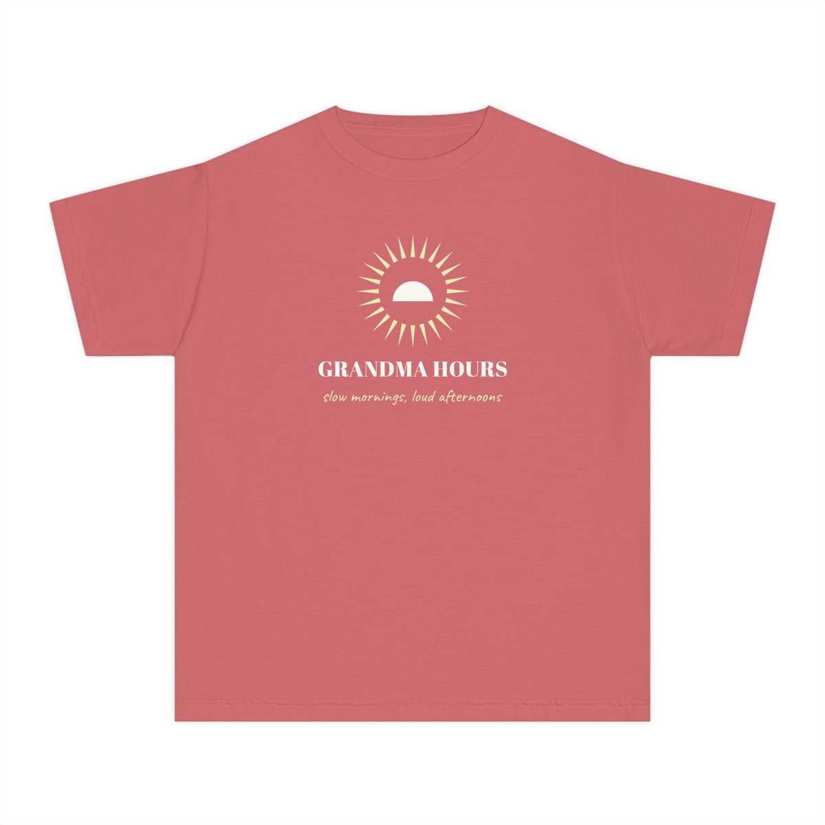 Grandma Hours, printed on a youth tee in Watermelon