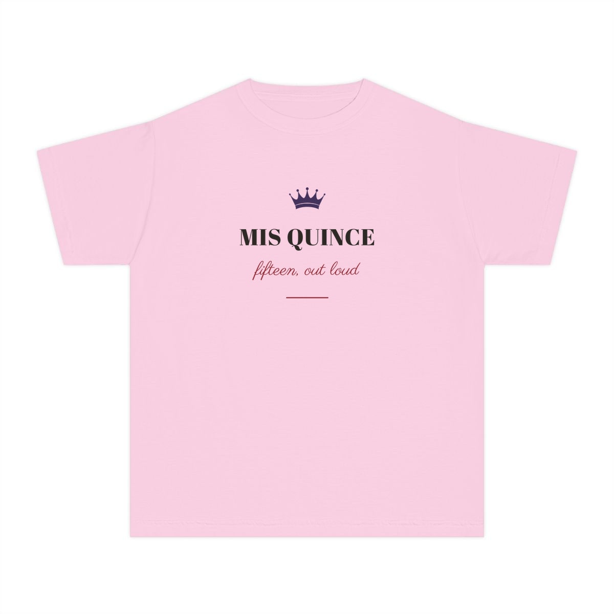 Mis Quince, printed on a youth tee in Blossom