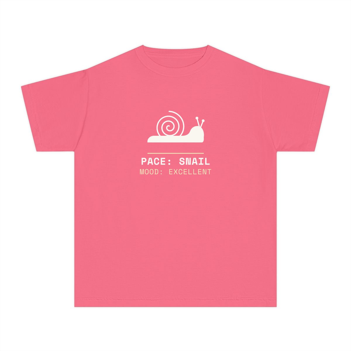 Pace: Snail, printed on a youth tee in Crunchberry