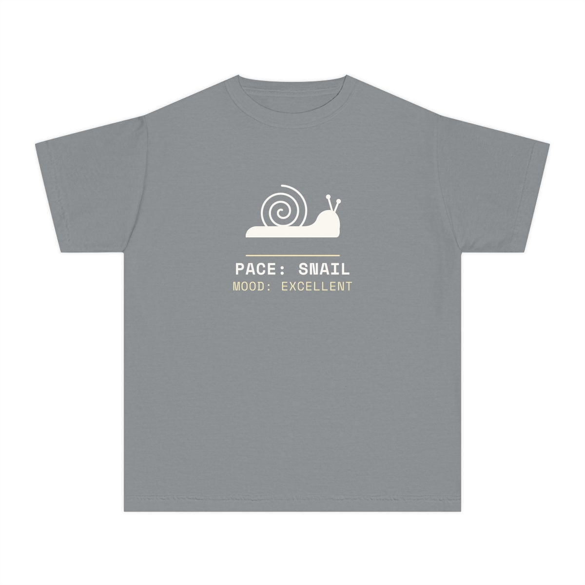 Pace: Snail, printed on a youth tee in Granite