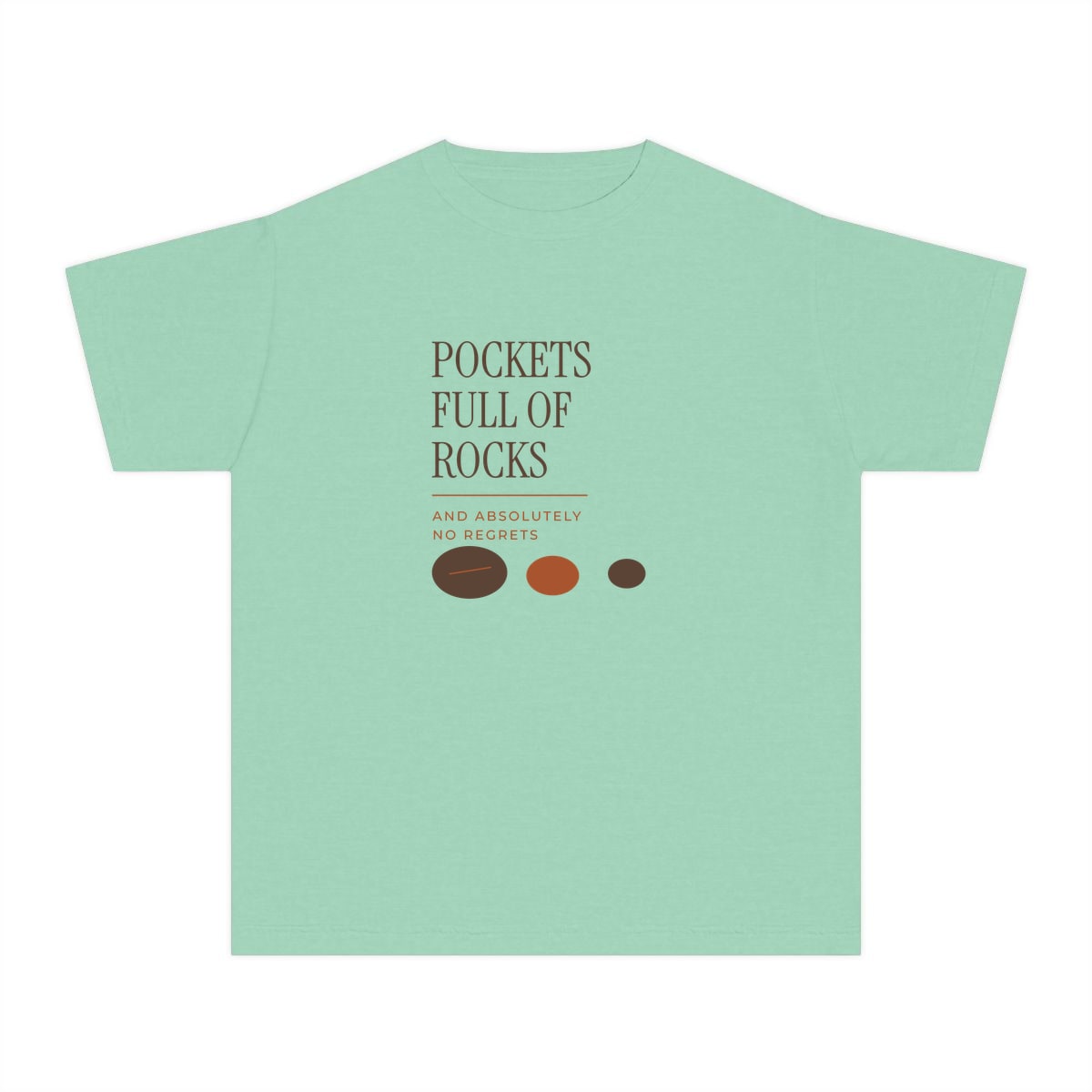 Pockets Full Of Rocks, printed on a youth tee in Island Reef