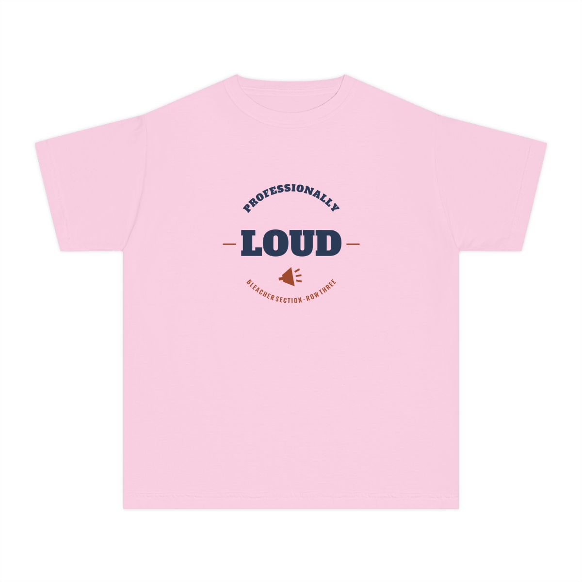Professionally Loud, printed on a youth tee in Blossom