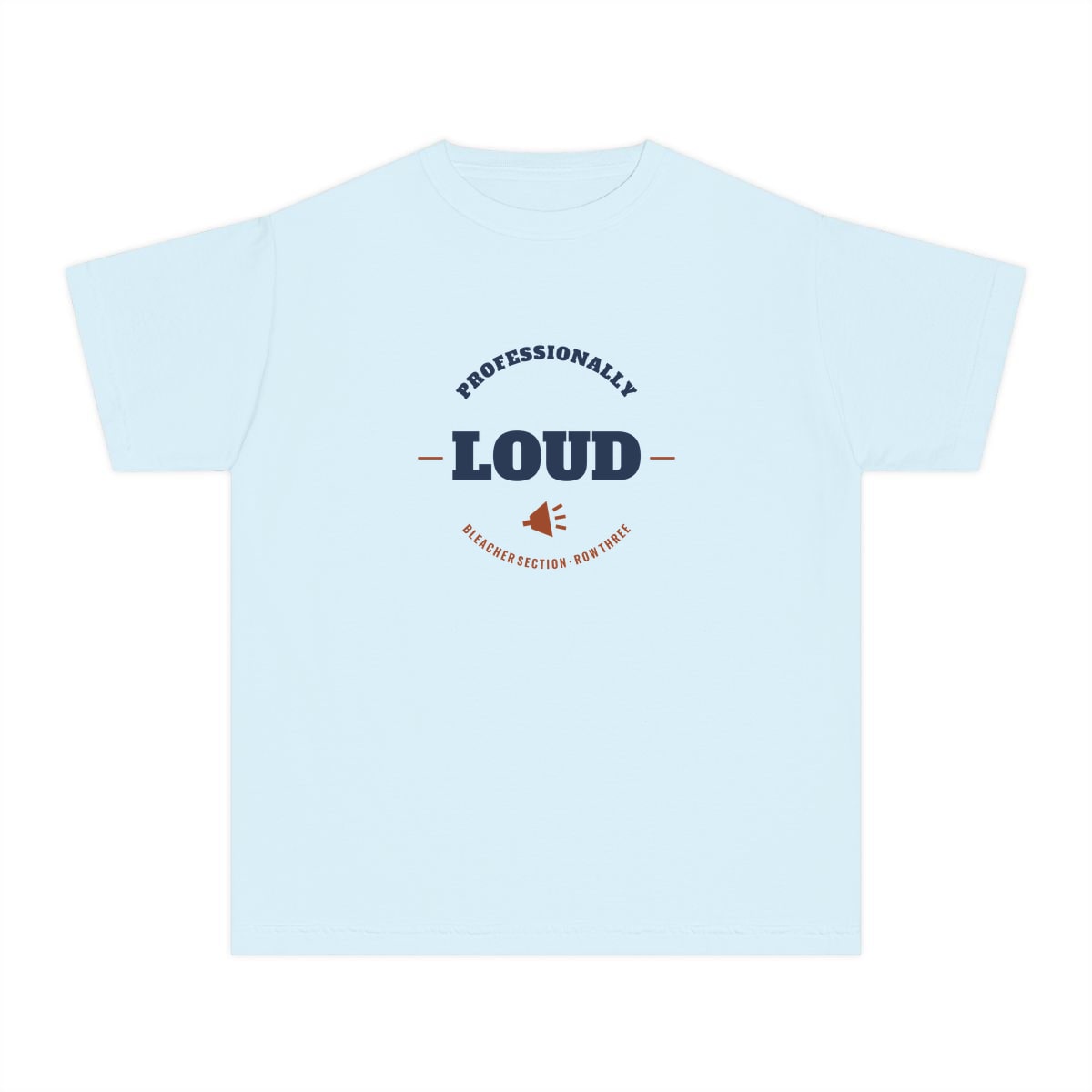 Professionally Loud, printed on a youth tee in Chambray