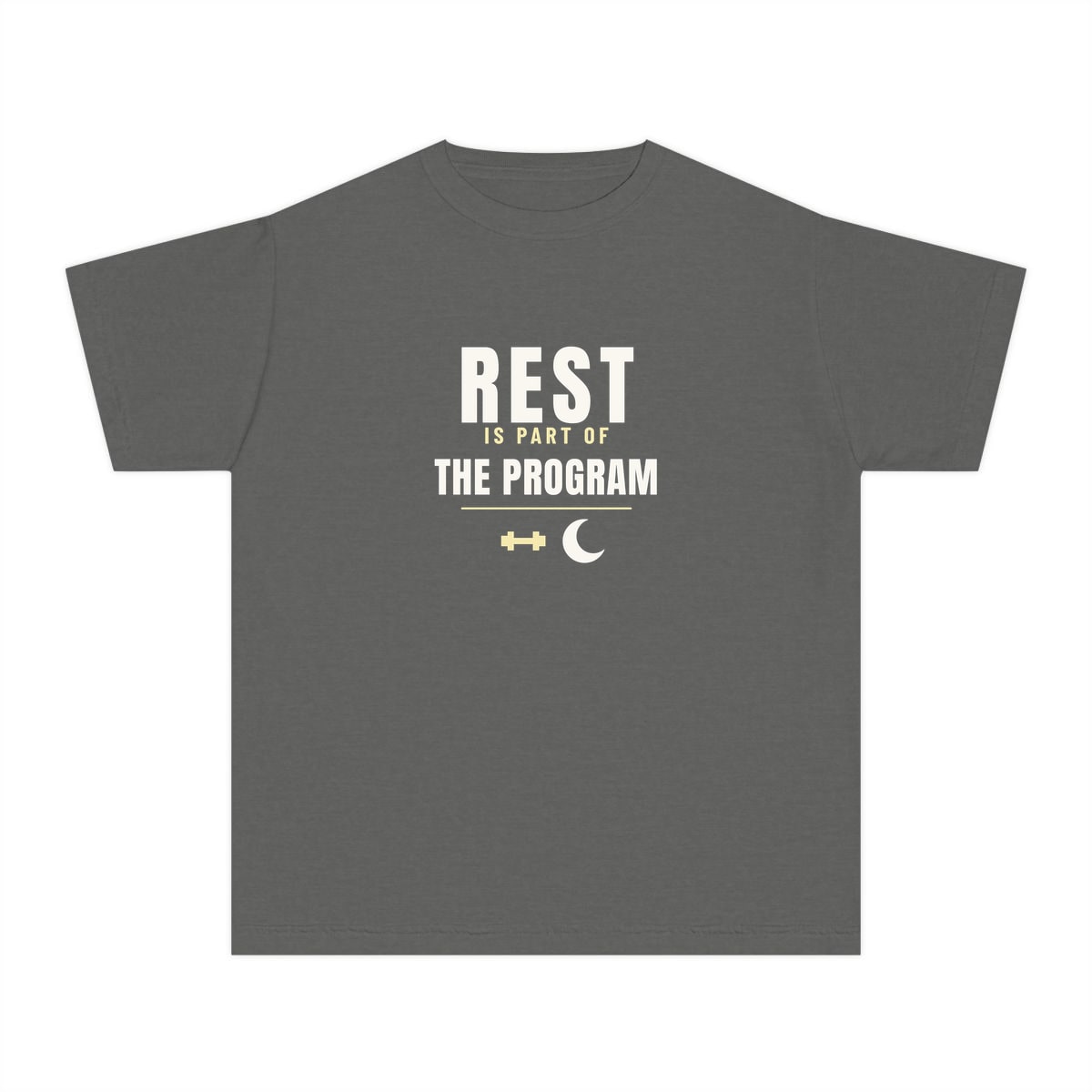 Rest Is Part Of It, printed on a youth tee in Pepper