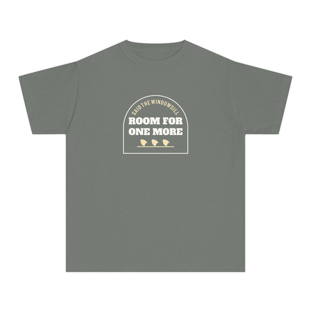 Room For One More, printed on a youth tee in Grey