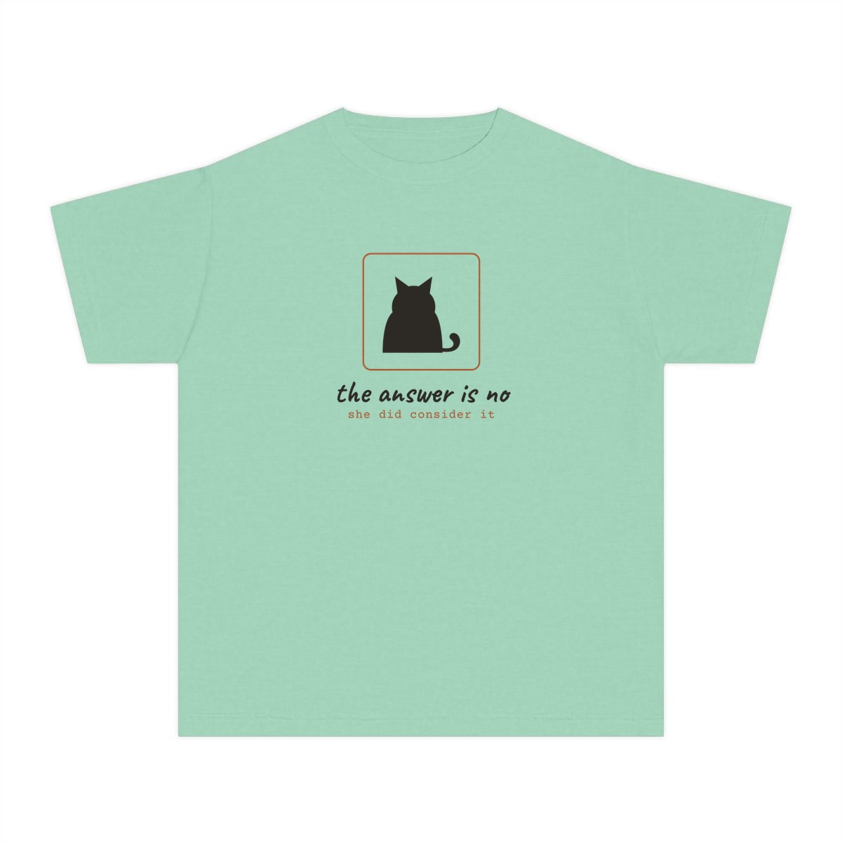 She Considered It, printed on a youth tee in Island Reef