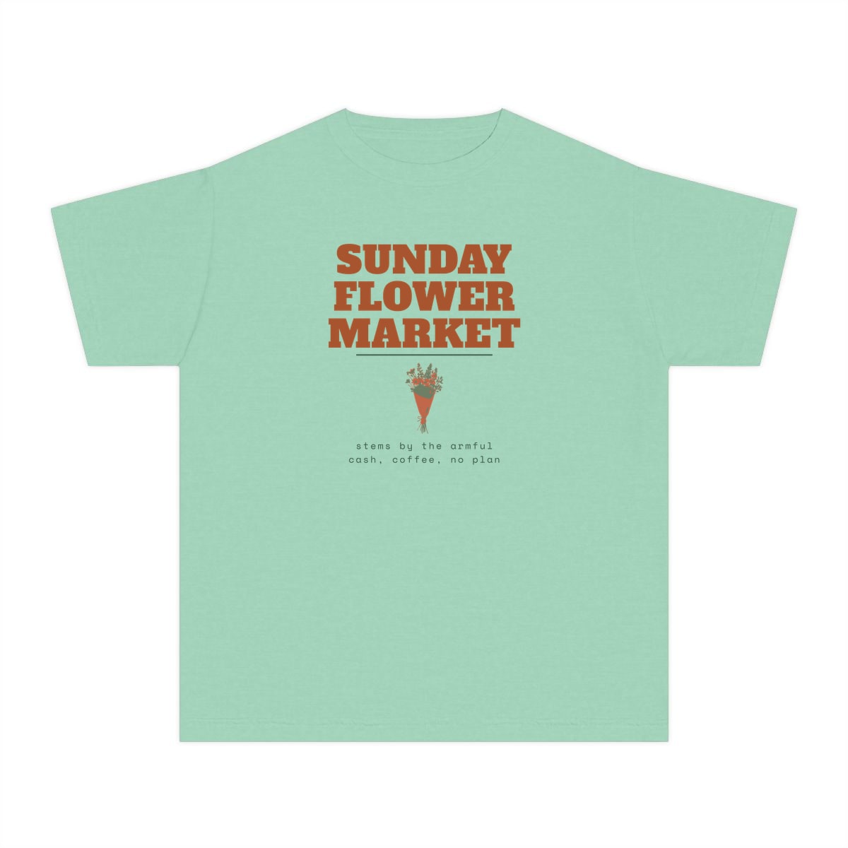 Sunday Flower Market, printed on a youth tee in Island Reef