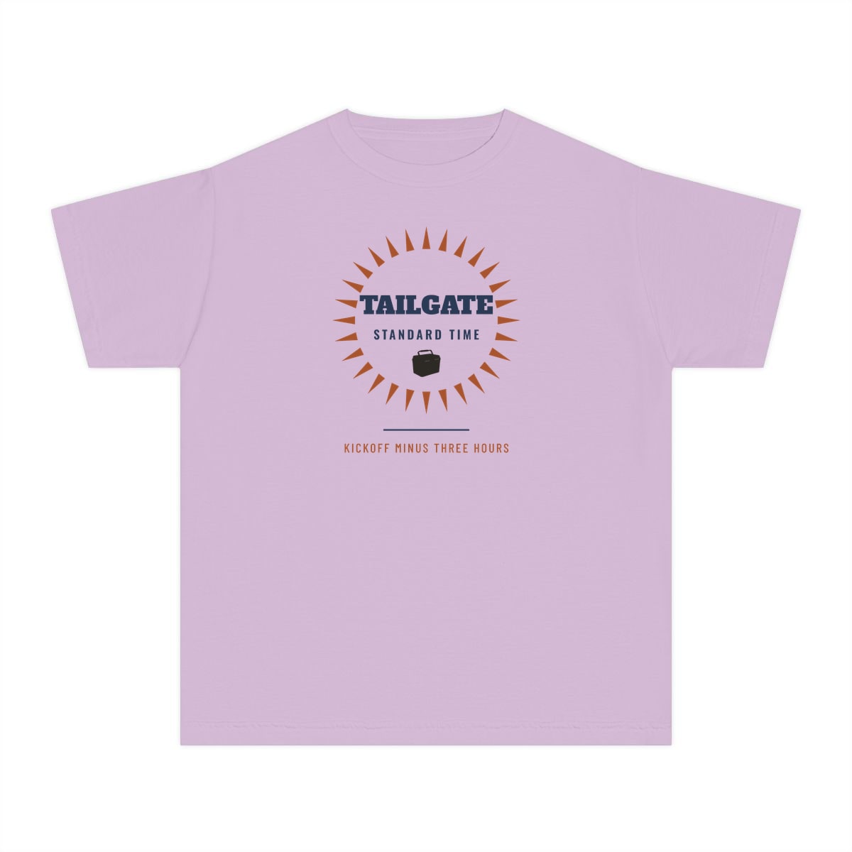 Tailgate Standard Time, printed on a youth tee in Orchid