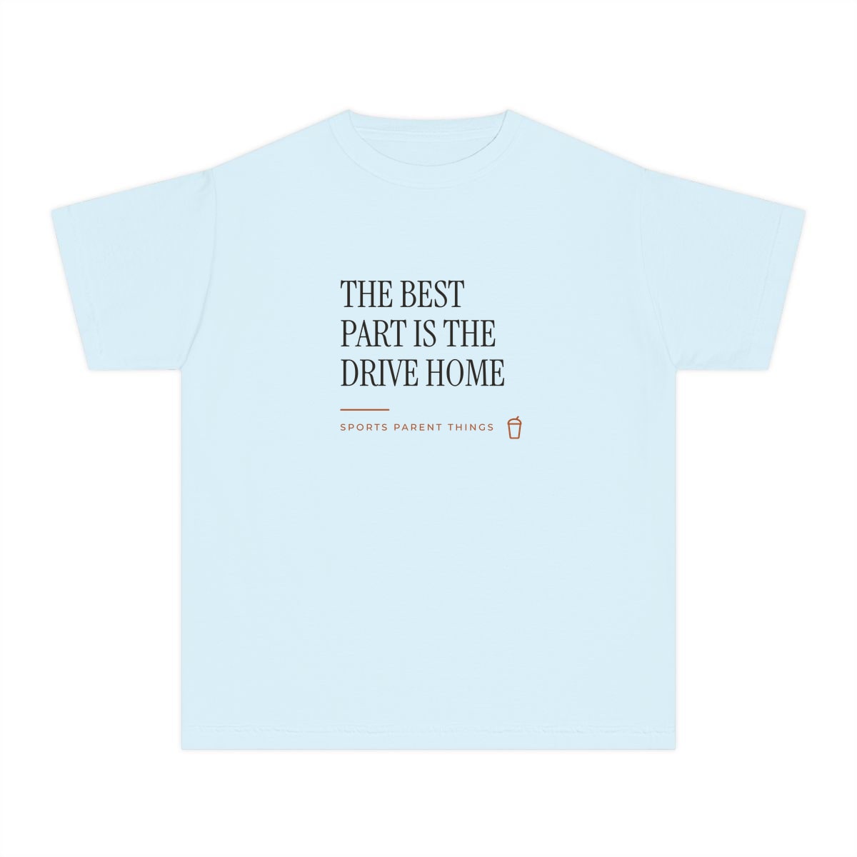 The Drive Home, printed on a youth tee in Chambray