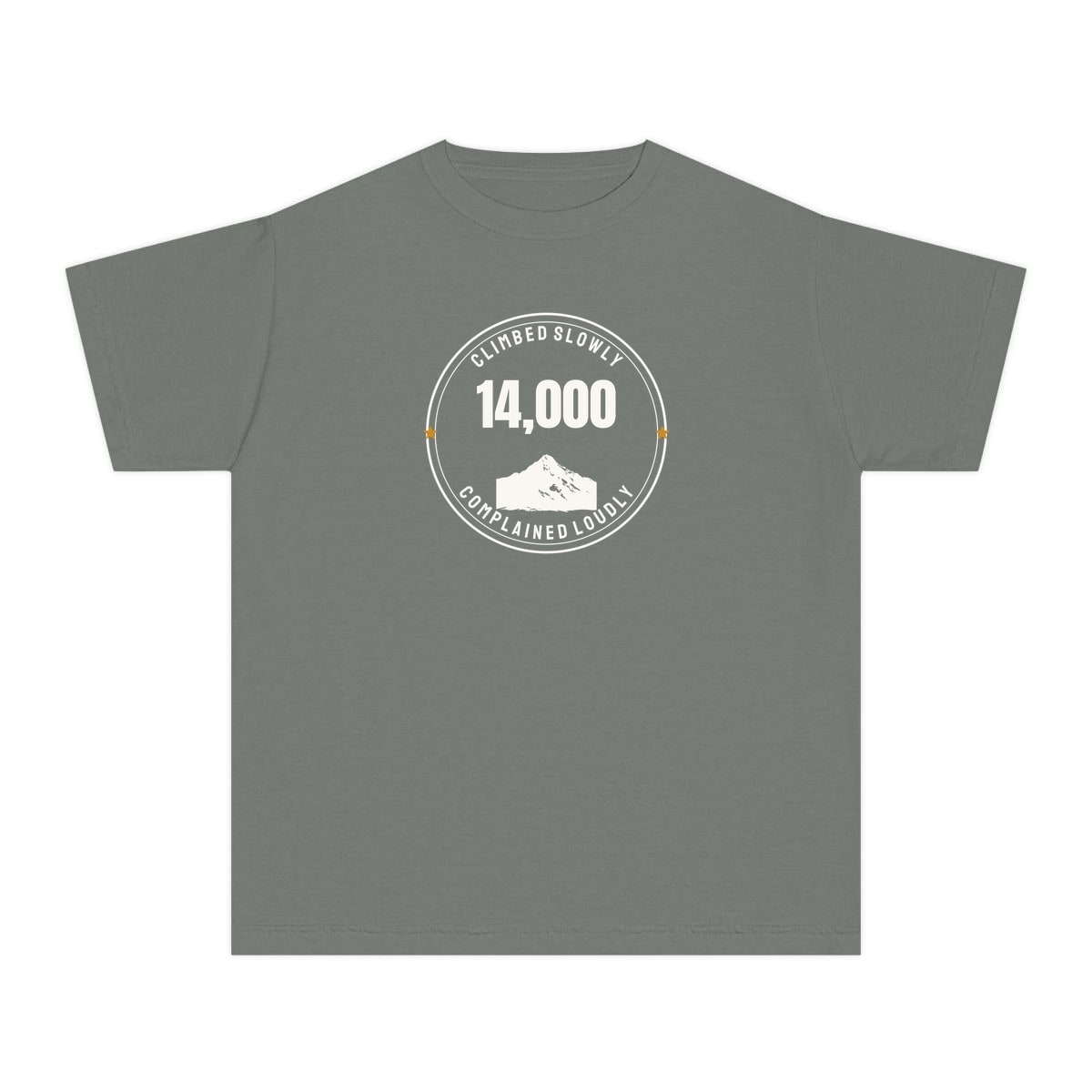 The Fourteener Club, printed on a youth tee in Grey