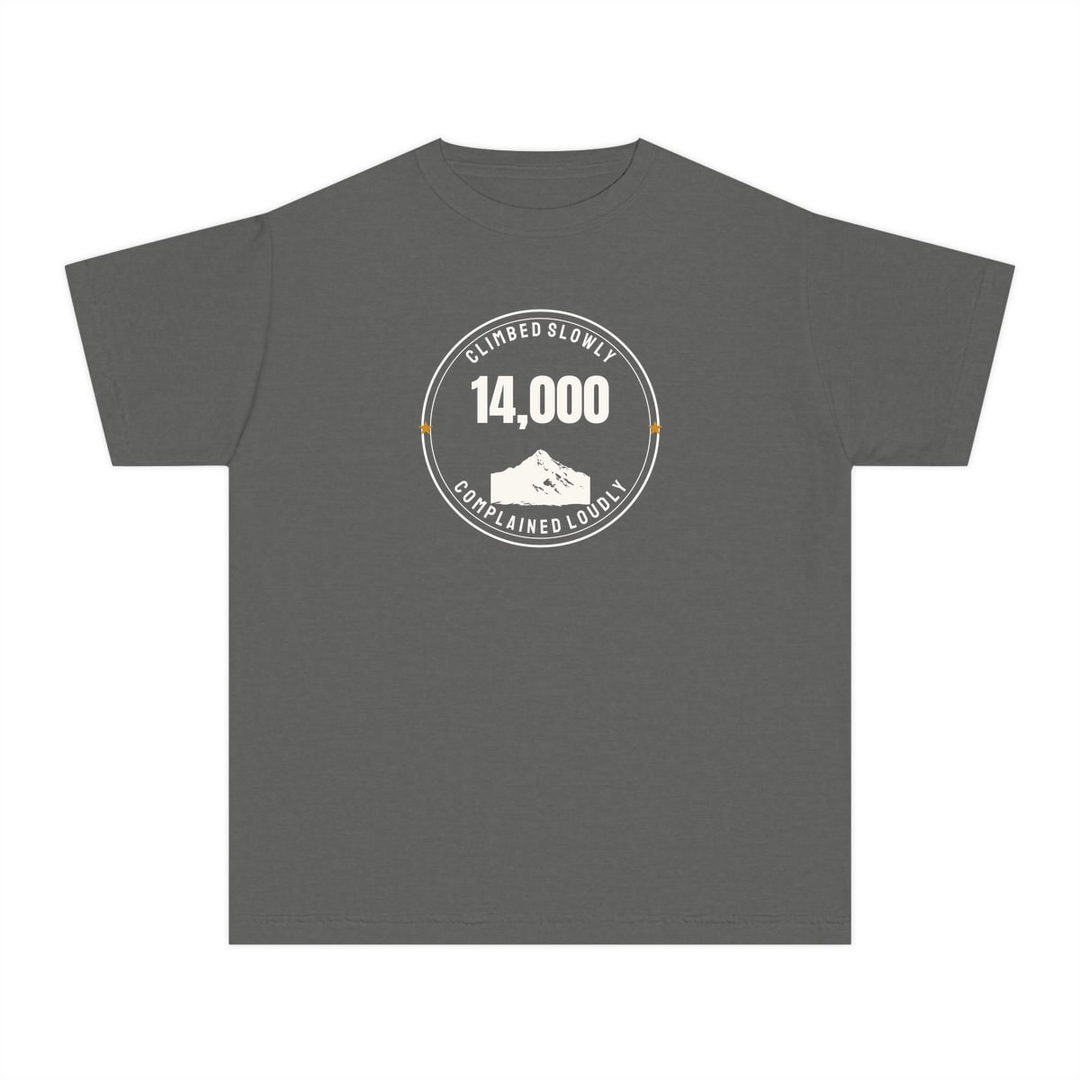 The Fourteener Club, printed on a youth tee in Pepper
