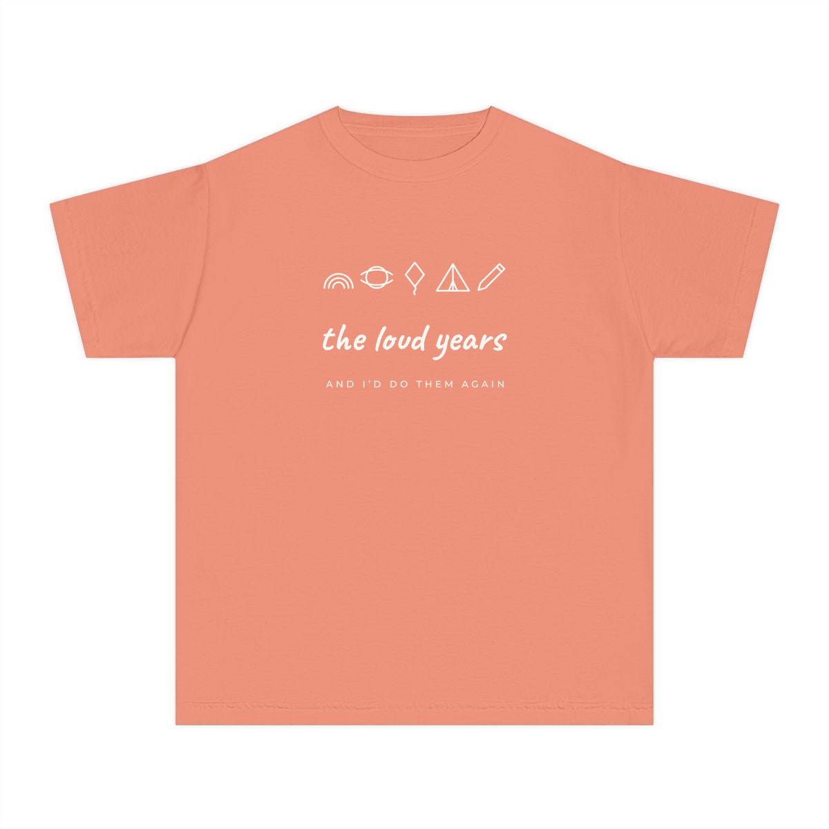 The Loud Years, printed on a youth tee in Terracotta